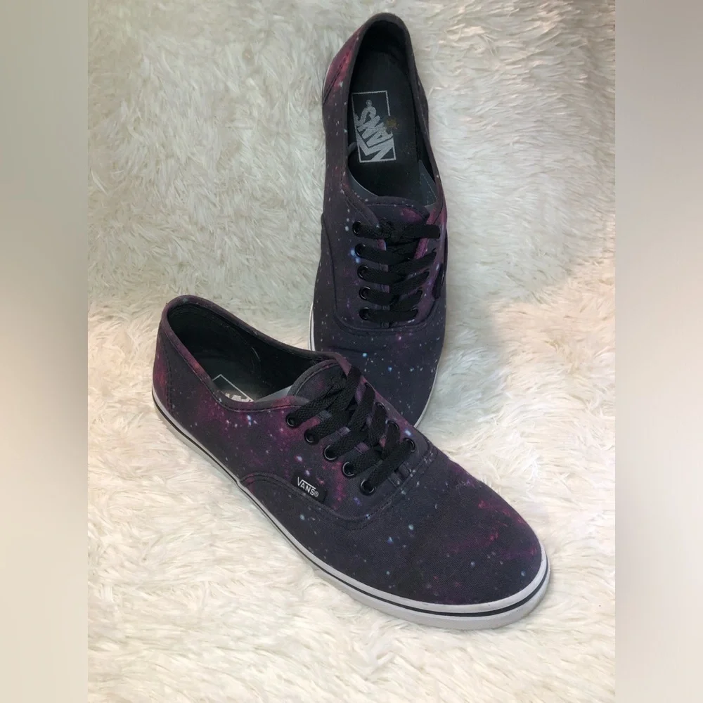 Vans Men's/ Women’s Cosmic Black and Purple Sneakers size 8.5 M and 10 W.